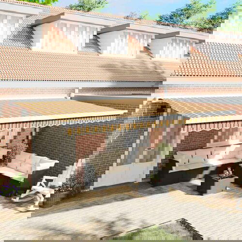 vidaXL Ročno Zložno Senčilo Večbarvna Črta 500 x 300 cm Cene