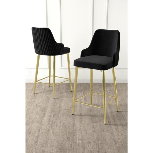 Hanah home set od 6 barskih stolica Tera, crna tkanina Babyface, zlatne metalne noge Cene