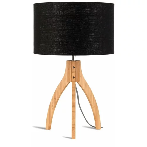 Good&Mojo Namizna svetilka s črnim senčnikom in bambusovo strukturo Good&Mojo Annapurna