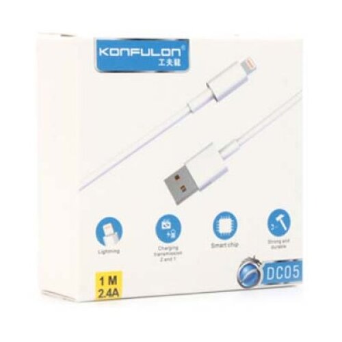 Konfulon usb kabal DC05 lightning 1m 2.4A bela Slike