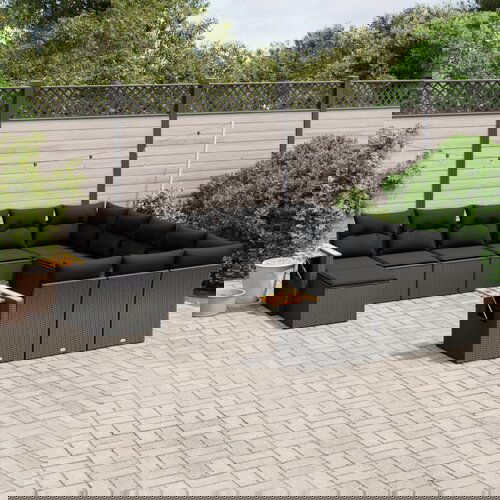 vidaXL 11-dijelni set vrtnih sofa od poliratana s jastucima crni Cijene