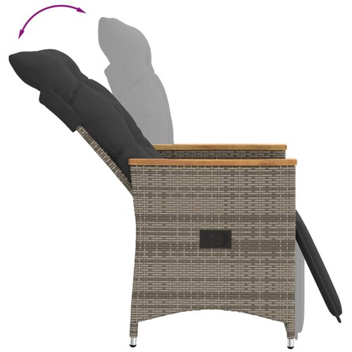  3-dijelni bistro set od poliratana s jastucima sivi Slike