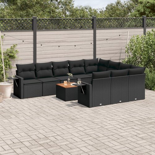  11-dijelni set vrtnih sofa od poliratana s jastucima crni Crna 62 x 62 x 69 cm Cene