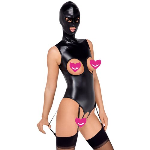 Bad Kitty Open Cup Crotchless Suspender Body & Mask 2480484 Black XL Cene