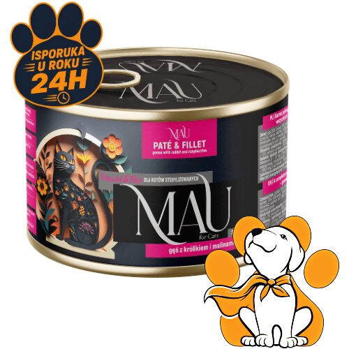 Mau Pate &amp;amp; Fillet Sterilised Goose With Rabbit 185g, Hrana Za Mačke Sa Guskom Slike