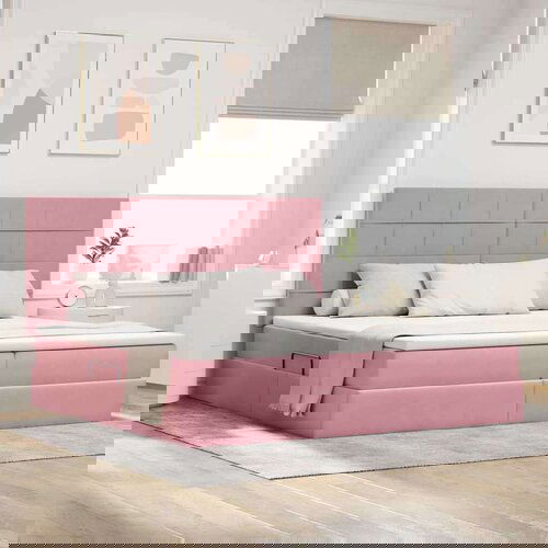  Krevet S LED lampica s uzglavljem Ružičasta 200 x 200 cm Baršun Cijene