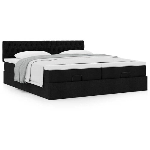 vidaXL Otomanski posteljni okvir z vzmetnicami črn 160x200 cm blago Cene