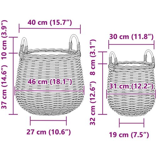  Vazon ko&amp;scaron; s pohranom 2 pcs Siva Lacak Ratan - Siva Slike