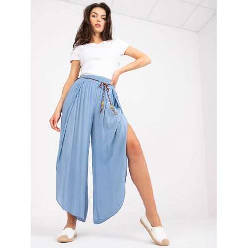 Fashion Hunters Blue wide trousers in high-waisted fabric by OCH BELLA Slike