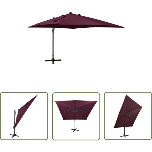  The Living Store Vrtni senčnik z LED lučkami bordo rdeč 300 cm - Previsni Senčnik, (21743623) Cene