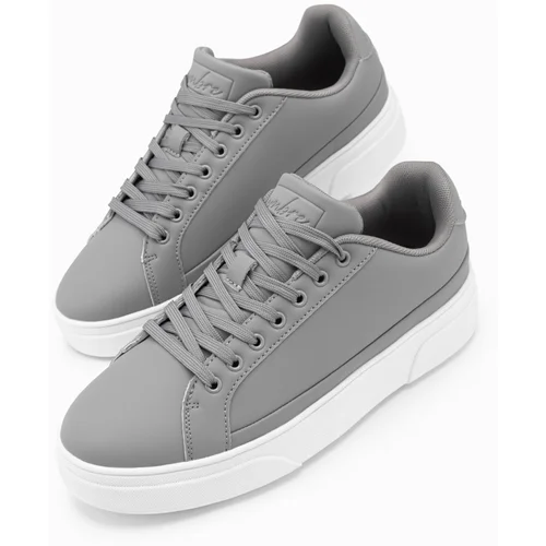 Ombre Men's eco leather sneakers shoes with thick sole - grey