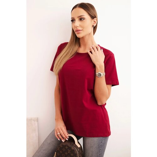 Polski Women's cotton blouse in a classic cut maroon Cijene