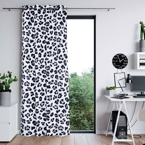  Curtain WILD color white printed theme animal style tropical silver silver metal eyelets velvet 140x250 AmeliaHome Slike