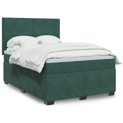 VidaXL Box spring postelja z vzmetnico temno zelen 140x190 cm žamet Slike
