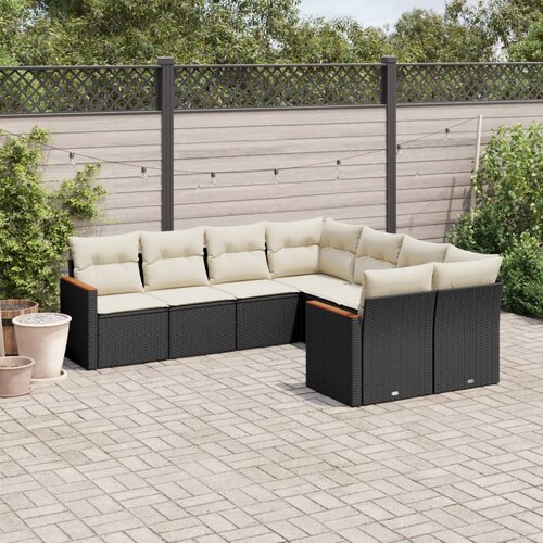  8-dijelni set vrtnih sofa od poliratana s jastucima crni Crna 62 x 62 x 69 cm Cene