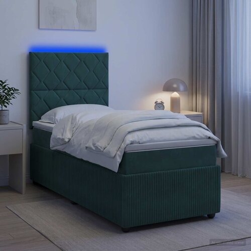  LED okvir za krevet s madracem Tamnozelena 80 x 200 cm Bar&amp;scaron;un Slike