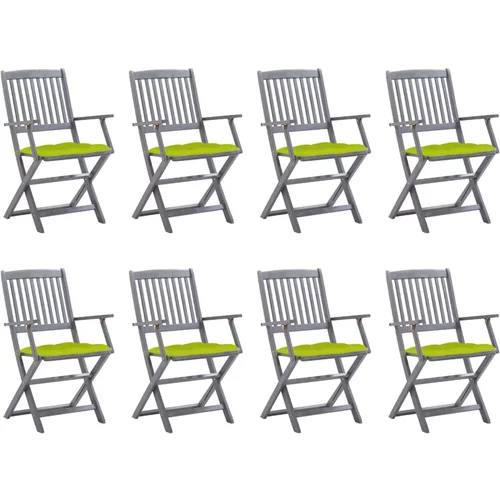 vidaXL Zložljivi zunanji stoli 8 kosov z blazinami trden akacijev les, (20964844)