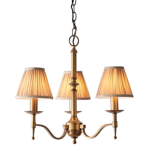 Endon 63628 - Luster na lancu STANFORD 3xE14/40W/230V mesing/bež Slike
