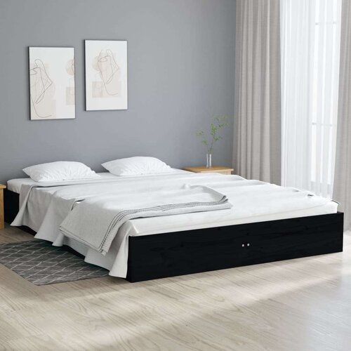 Posteljni okvir črn iz trdnega lesa 120x190 cm 4FT, (20601177) Slike