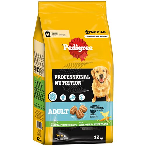 Pedigree Professional Nutrition Adult s perutnino in zelenjavo - Varčno pakiranje: 2 x 12 kg Cene