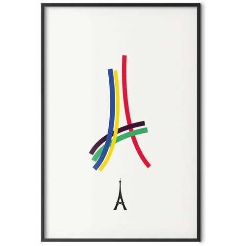 Plakat - Eiffel Tower - Colored Graphic - Abstraction 29.7x42 Crni okvir Slike