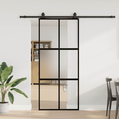  Klizna vrata s priborom crna 90 x 205 cm kaljeno staklo Cijene
