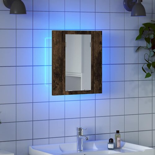  LED kupaonski ormarić s ogledalom boja hrasta 40x12x45cm drveni Smeđa Slike