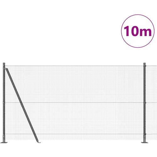 VidaXL zavarena žičana ograda s 7 Stupovima s razdjelnicima Siva 1.2x10 m Čelik Slike