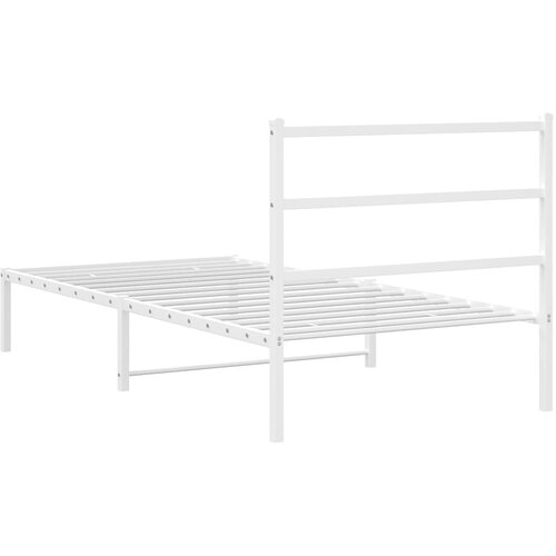  Metalni okvir za krevet s uzglavljem bijeli 100x190 cm Slike