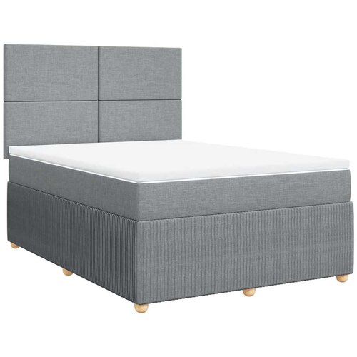  Krevet s oprugama i madracem svjetlosivi 140x190 cm od tkanine Slike