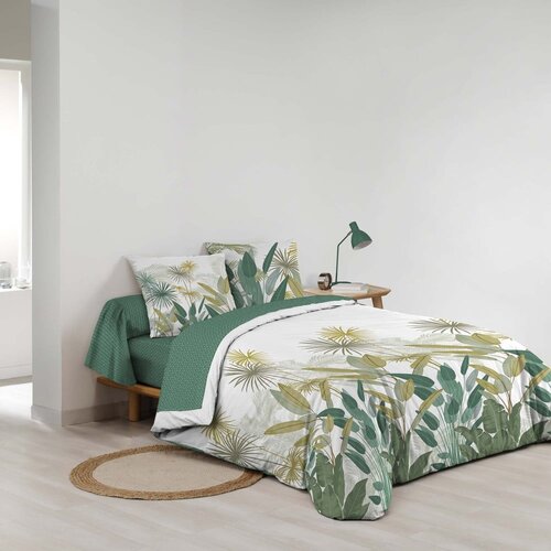 Douceur d int&amp;eacute;rieur Bijela/zelena pamučna posteljina za bračni krevet/za produženi krevet s uključenom plahtom/6-dijelna 240x220 cm Otika &amp;ndash; Slike