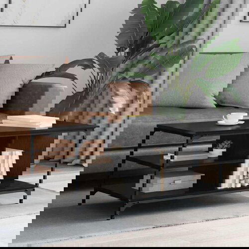 vidaXL Kava Stol Crni hrast 100 x 50 x 45 cm Konstruirano drvo Cijene