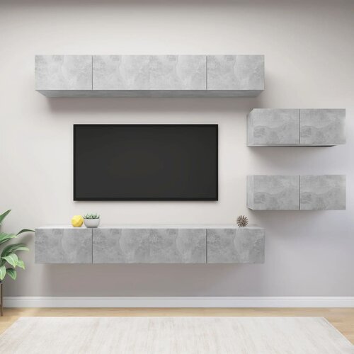 The Living Store Komplet TV omaric 6-delni betonsko siva iverna plošča - Komplet TV Omaric, (21373903) Cene