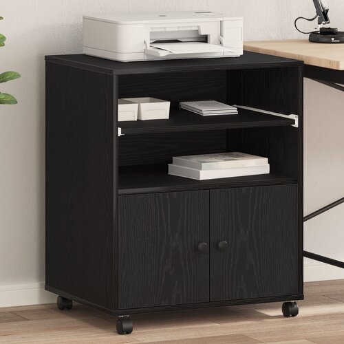 vidaXL stalak za pisač s kotačima Crna hrast 60x48x74 cm Cijene