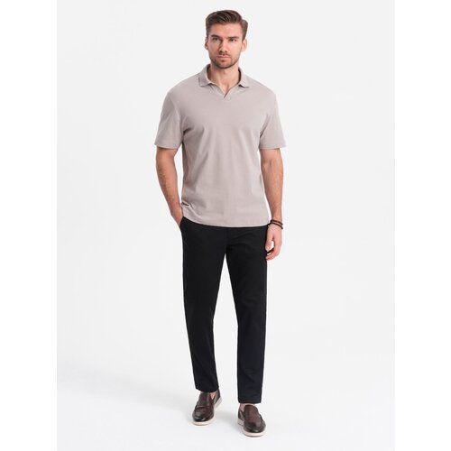 Ombre Men&amp;#039;s classic cut chino pants with fine texture - black Slike