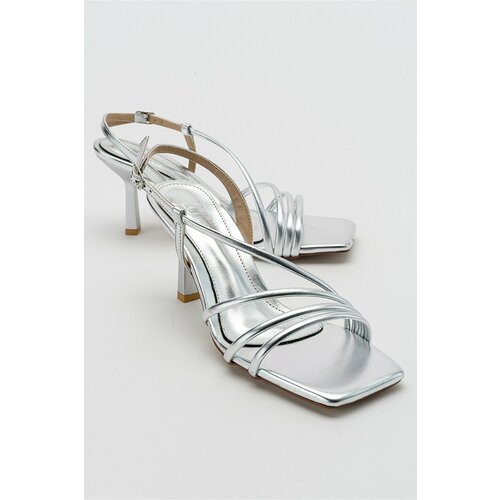 LuviShoes Narva Silver Metallic Women's Heeled Shoes Slike