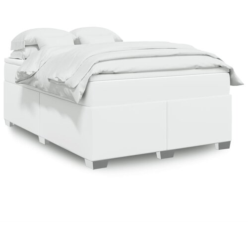 VidaXL Krevet s oprugama i madracem bijeli 140x190 cm od umjetne kože Slike