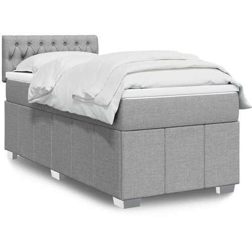 vidaXL Box spring postelja z vzmetnico svetlo siv 100x200 cm blago Cene