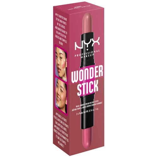 NYX Professional Makeup Wonder Stick Cream Blush dvostrani korektor nijansa 01 Light Peach and Baby Pink 2x4 g Slike
