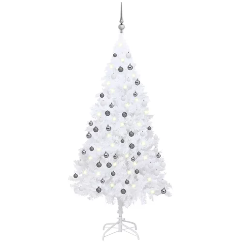 vidaXL umjetno božićno drvce LED s kuglicama bijelo 120 cm PVC