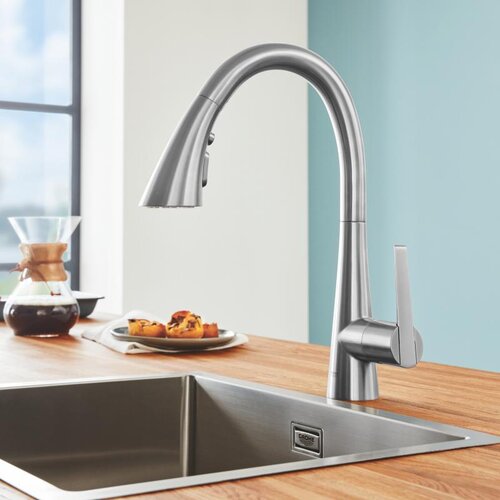 Grohe izvlečna enoročna kuhinjska armatura Zedra - supersteel (32294DC2) Slike