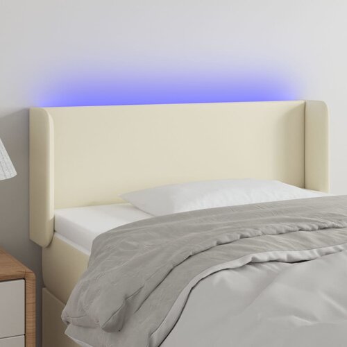 vidaXL LED posteljno vzglavje krem 103x16x78/88 cm umetno usnje Cene