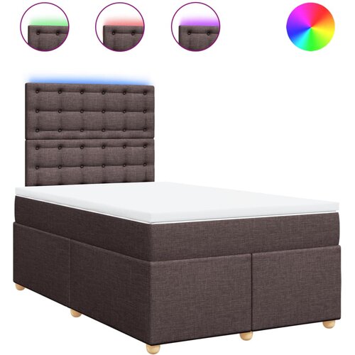 vidaXL Box spring postelja z vzmetnico temno rjav 120x200 cm blago, (21309424) Cene