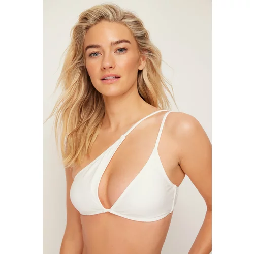 Trendyol Ecru One-Shoulder Cut Out/Windowed Bikini Top
