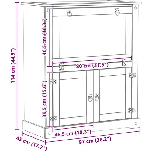  Ormar za vino Bijelo 97 x 45 x 114 cm Čvrsto borovo drvo - Bijelo Slike
