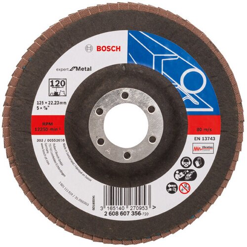 Bosch Lamelni brusni disk Profess for Metal 2608607356, Ravni, &empty;125 mm, P120, 10 komada Cene