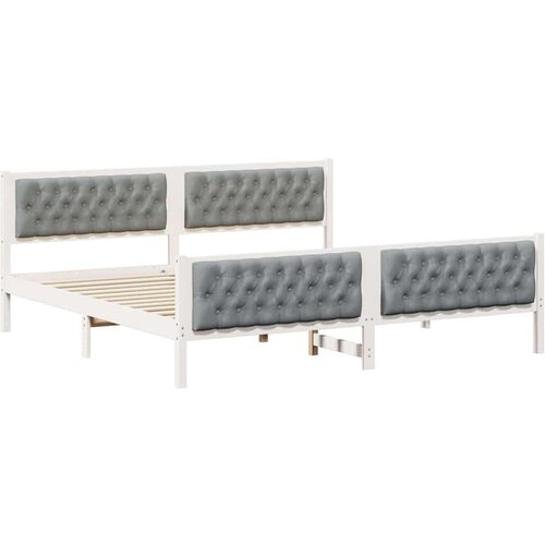 VidaXL krevetna konstrukcija s uzglavljem svijetlo siva 200 x 200 cm Slike