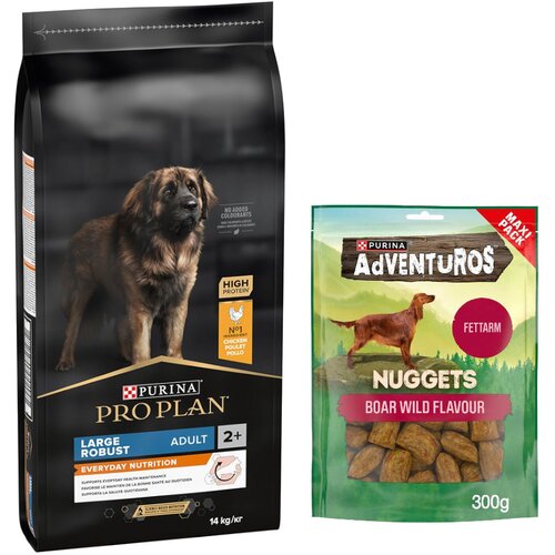 Purina PRO PLAN suha pasja hrana 14 kg + Adventuros Nuggets pribolj&scaron;ki 300 g gratis! - Large Robust Adult Everyday Nutrition Cijene