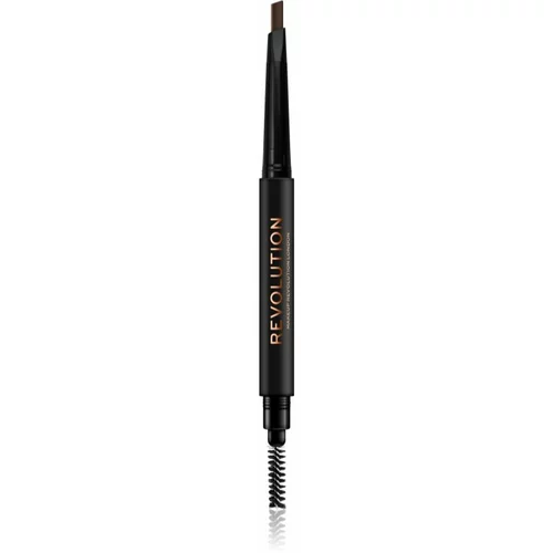 Makeup Revolution Duo Brow Definer natančni svinčnik za obrvi odtenek Medium Brown 0,25 g