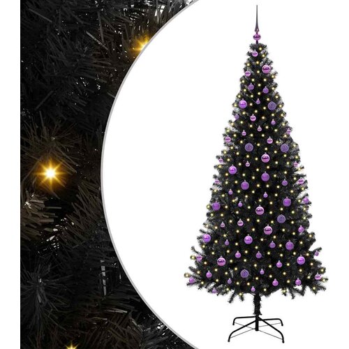 vidaXL Božično drevo med 300 LED z stojalom Črna 210 cm PVC, (5000067027) Cene